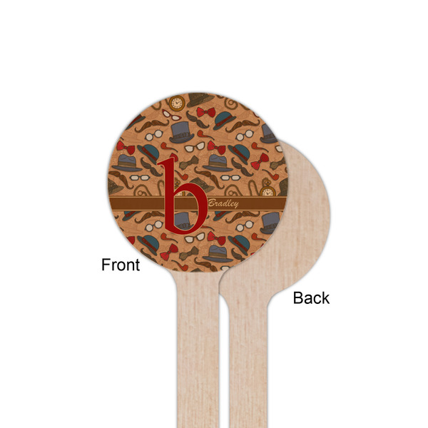 Vintage Hipster Wooden 6" Stir Stick - Round - Single Sided - Front & Back