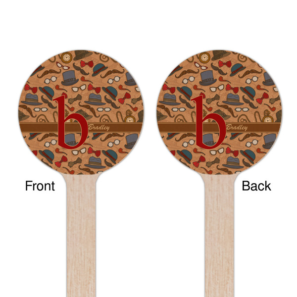 Vintage Hipster Wooden 7.5" Stir Stick - Round - Double Sided - Front & Back
