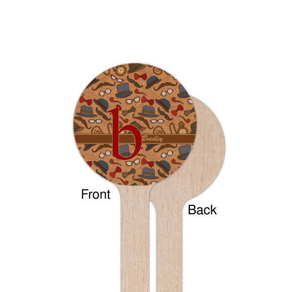 Vintage Hipster Wooden 7.5" Stir Stick - Round - Single Sided - Front & Back