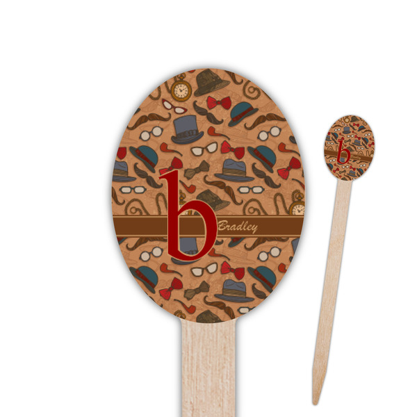 Custom Vintage Hipster Oval Wooden Food Picks (Personalized)