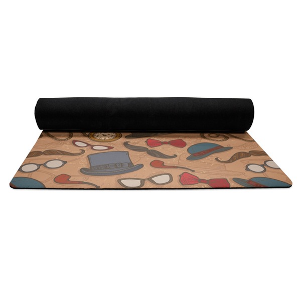 Vintage Hipster Yoga Mat Rolled up Black Rubber Backing