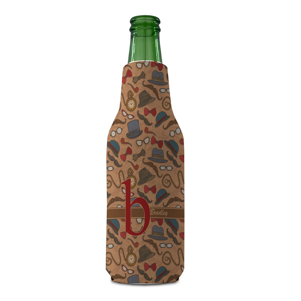 Vintage Hipster Zipper Bottle Cooler - FRONT (bottle)