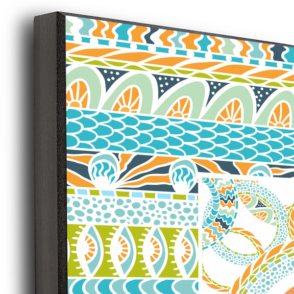 Teal Ribbons & Labels 11x14 Wood Print - Closeup