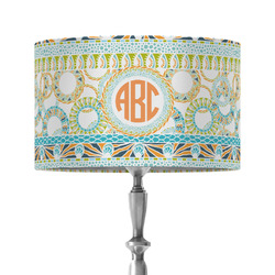Teal Ribbons & Labels 12" Drum Lamp Shade - Fabric (Personalized)