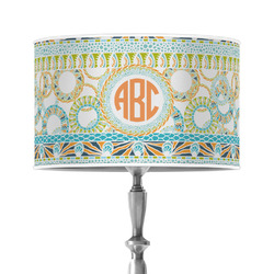 Teal Ribbons & Labels 12" Drum Lamp Shade - Poly-film (Personalized)