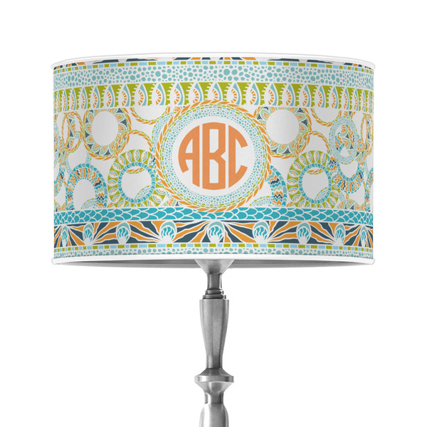 Custom Teal Ribbons & Labels 12" Drum Lamp Shade - Poly-film (Personalized)