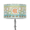 Teal Ribbons & Labels 12" Drum Lampshade - ON STAND (Poly Film)