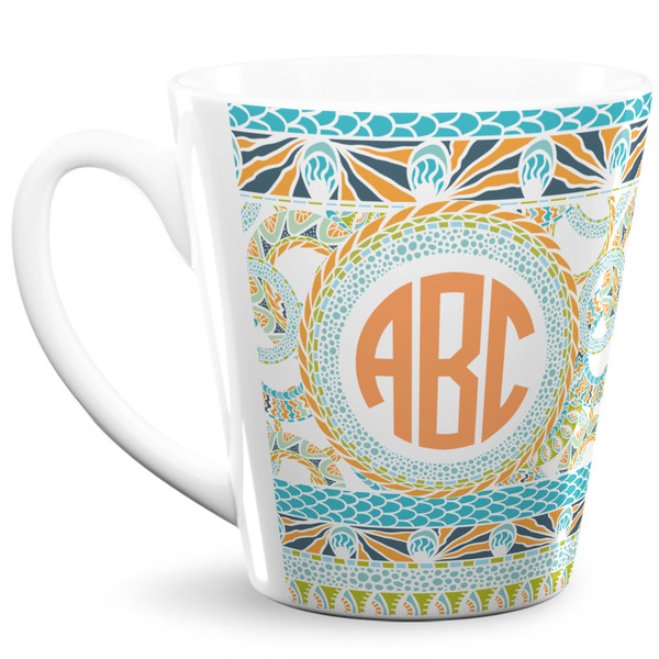 Custom Teal Ribbons & Labels 12 Oz Latte Mug (Personalized)