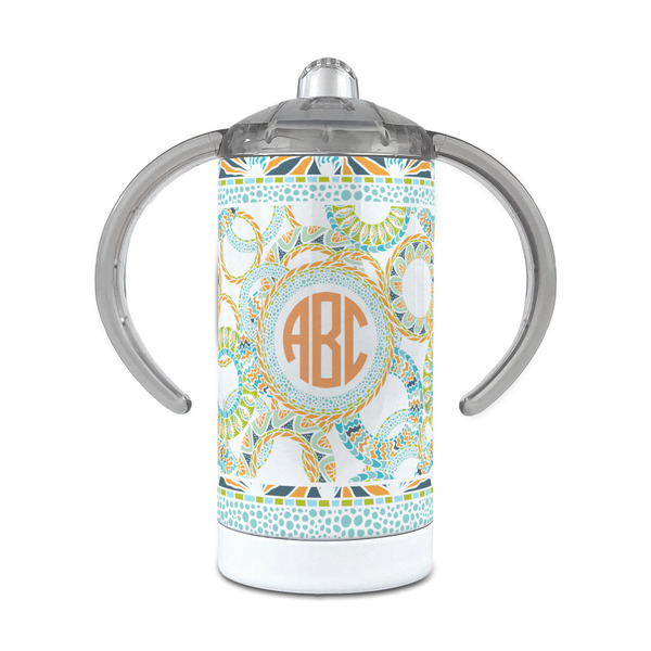 Custom Teal Ribbons & Labels 12 oz Stainless Steel Sippy Cup (Personalized)