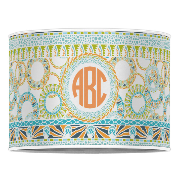 Teal Ribbons & Labels 16" Drum Lampshade - FRONT (Poly Film)