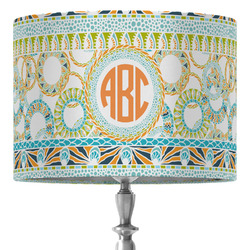 Teal Ribbons & Labels 16" Drum Lamp Shade - Fabric (Personalized)