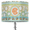 Teal Ribbons & Labels 16" Drum Lampshade - ON STAND (Fabric)