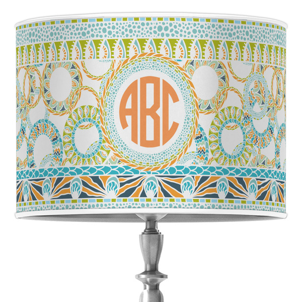 Custom Teal Ribbons & Labels 16" Drum Lamp Shade - Poly-film (Personalized)