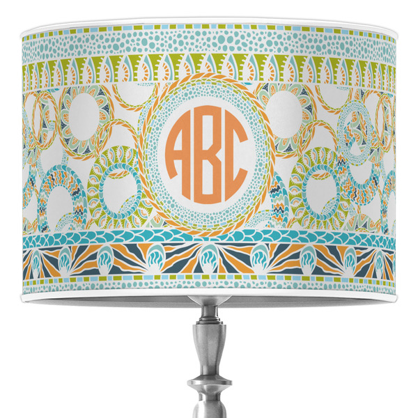 Custom Teal Ribbons & Labels Drum Lamp Shade (Personalized)