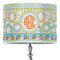 Teal Ribbons & Labels 16" Drum Lampshade - ON STAND (Poly Film)