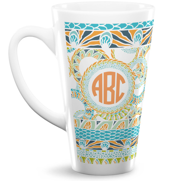 Custom Teal Ribbons & Labels 16 Oz Latte Mug (Personalized)