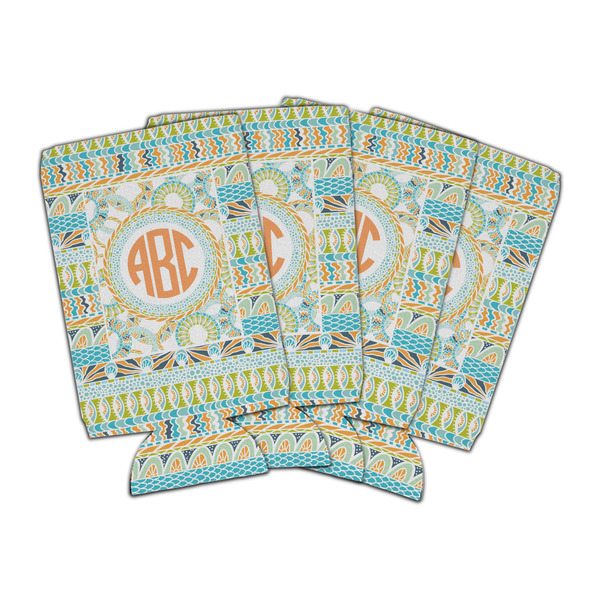 Custom Teal Ribbons & Labels Can Cooler (16 oz) - Set of 4 (Personalized)