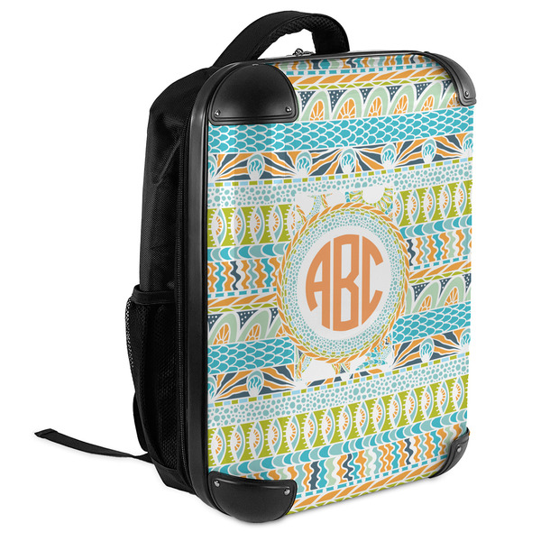 Teal Ribbons & Labels 18" Hard Shell Backpacks - ANGLED VIEW