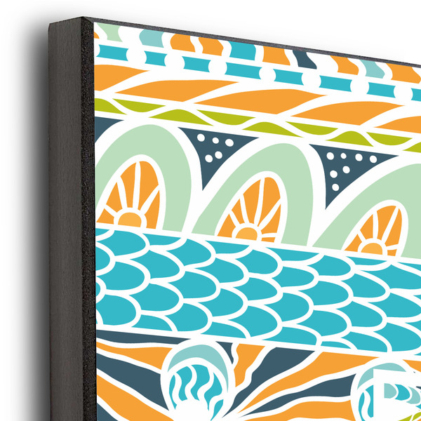 Teal Ribbons & Labels 20x24 Wood Print - Closeup