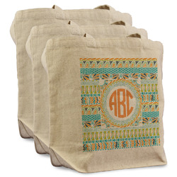 Teal Ribbons & Labels Reusable Cotton Grocery Bags - Set of 3 (Personalized)