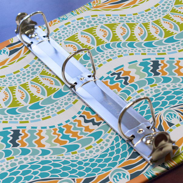 Teal Ribbons & Labels 3 Ring Binders - Full Wrap - 1" - DETAIL