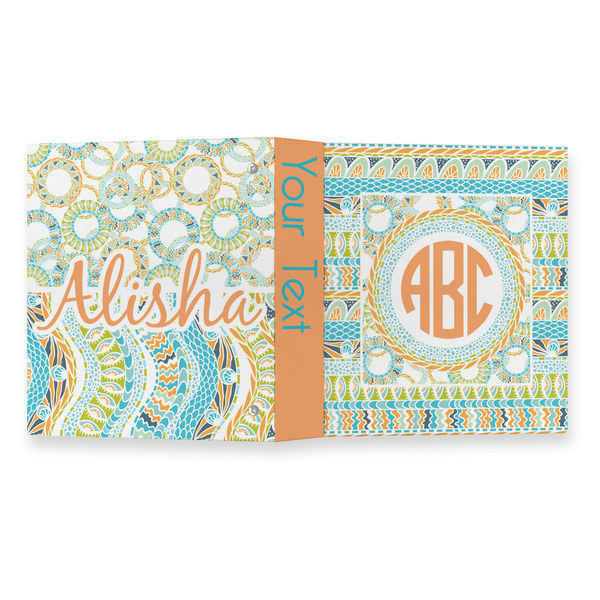 Teal Ribbons & Labels 3 Ring Binders - Full Wrap - 1" - OPEN OUTSIDE