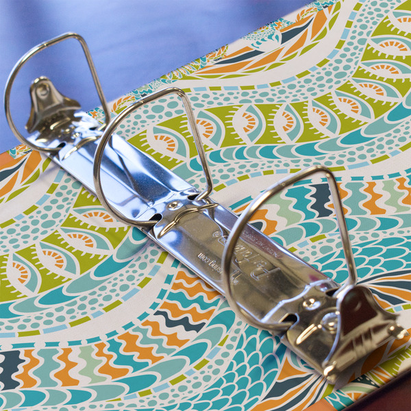 Teal Ribbons & Labels 3 Ring Binders - Full Wrap - 2" - DETAIL