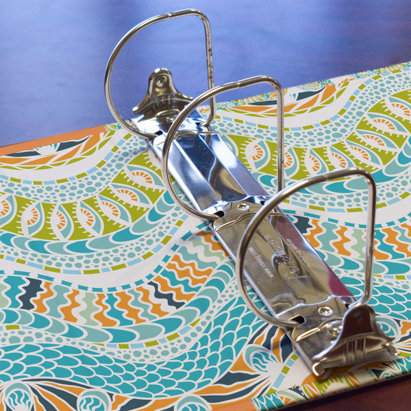 Teal Ribbons & Labels 3 Ring Binders - Full Wrap - 3" - DETAIL