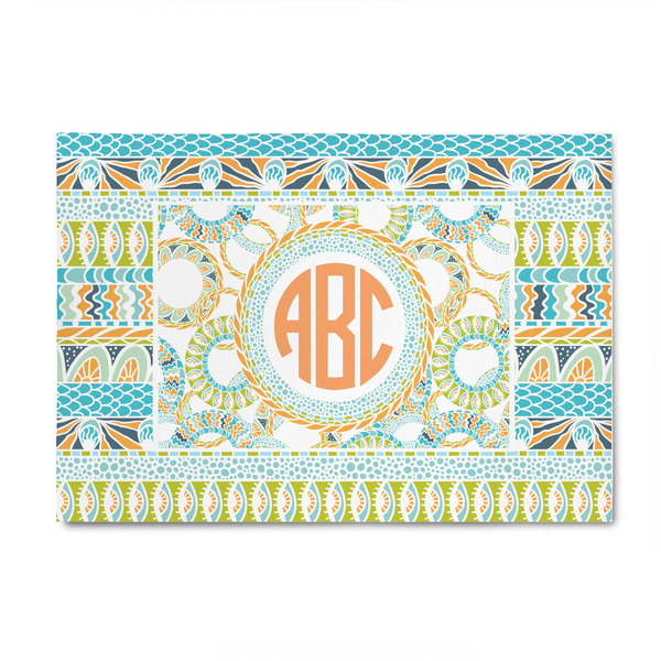 Custom Teal Ribbons & Labels 4' x 6' Indoor Area Rug (Personalized)