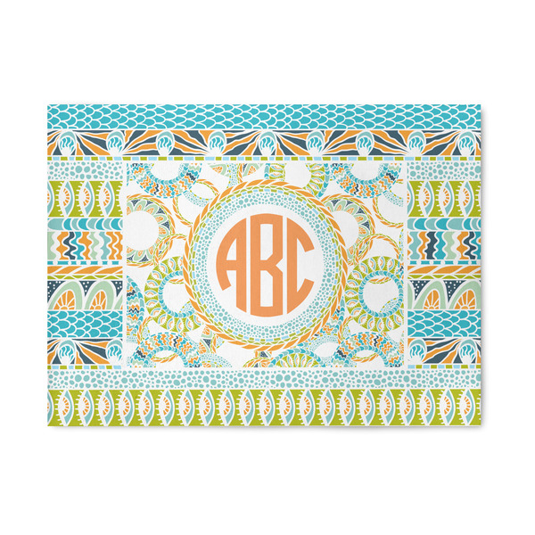 Custom Teal Ribbons & Labels 5' x 7' Indoor Area Rug (Personalized)