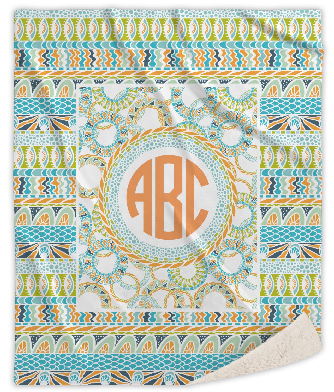 Custom Teal Ribbons & Labels Sherpa Throw Blanket (Personalized