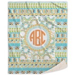 Teal Ribbons & Labels Sherpa Throw Blanket (Personalized)