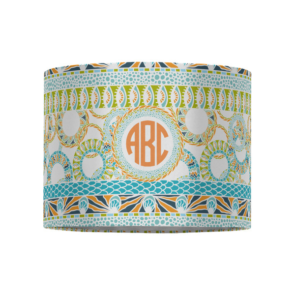 Teal Ribbons & Labels 8" Drum Lampshade - FRONT (Fabric)