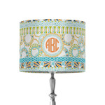 Teal Ribbons & Labels 8" Drum Lamp Shade - Fabric (Personalized)