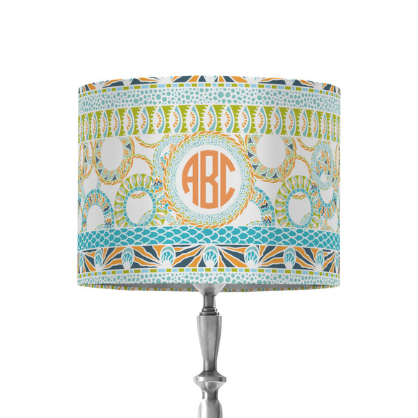 Custom Teal Ribbons & Labels 8" Drum Lamp Shade - Fabric (Personalized)