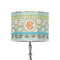Teal Ribbons & Labels 8" Drum Lampshade - ON STAND (Poly Film)