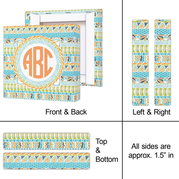 Teal Ribbons & Labels 8x8 - Canvas Print - Approval