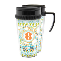 Teal Ribbons & Labels Acrylic Travel Mug (Personalized)