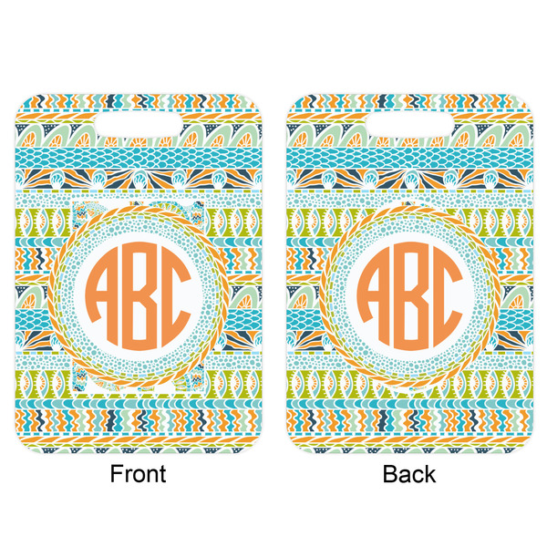 Teal Ribbons & Labels Aluminum Luggage Tag (Front + Back)