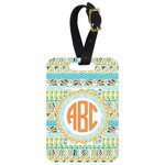 Teal Ribbons & Labels Metal Luggage Tag w/ Monogram