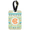 Teal Ribbons & Labels Metal Luggage Tag w/ Monogram