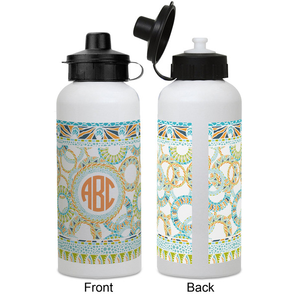 Teal Ribbons & Labels Aluminum Water Bottle - White APPROVAL