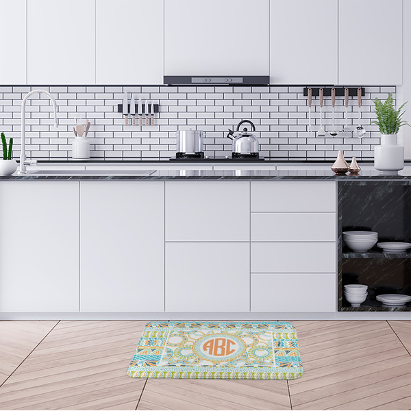Teal Ribbons & Labels Anti-Fatigue Kitchen Mats - LIFESTYLE
