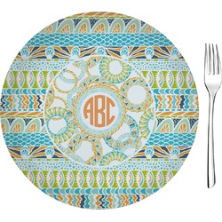 Teal Ribbons & Labels 8" Glass Appetizer / Dessert Plates - Single or Set (Personalized)