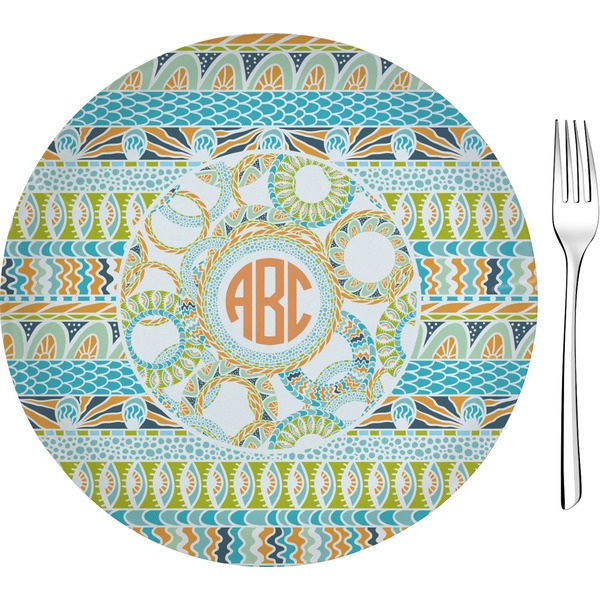 Custom Teal Ribbons & Labels 8" Glass Appetizer / Dessert Plates - Single or Set (Personalized)