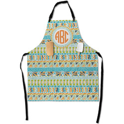 Teal Ribbons & Labels Apron With Pockets w/ Monogram