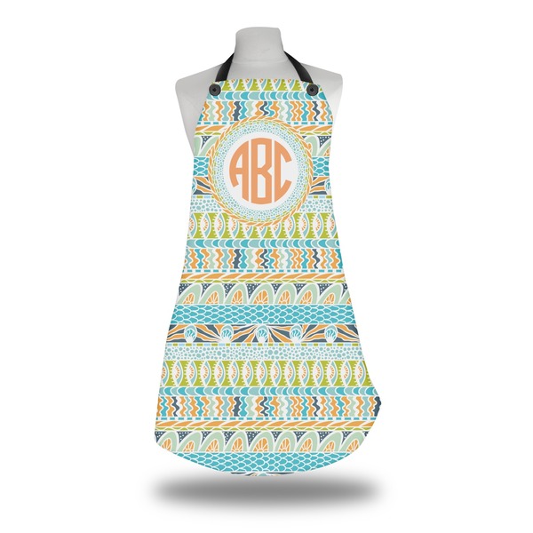 Teal Ribbons & Labels Apron on Mannequin