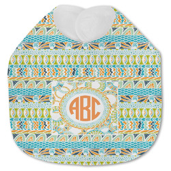 Teal Ribbons & Labels Jersey Knit Baby Bib w/ Monogram