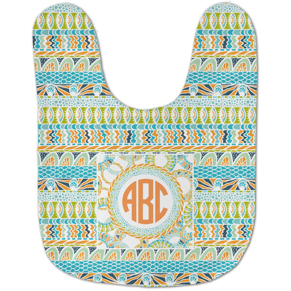 Teal Ribbons & Labels Baby Bib - AFT flat