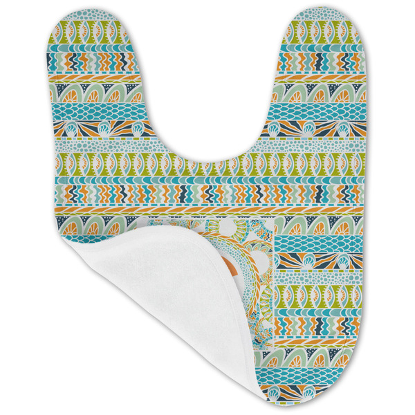 Teal Ribbons & Labels Baby Bib - AFT folded